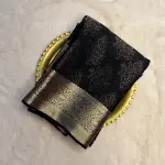 Black Floral motifs Viscose Fancy Saree