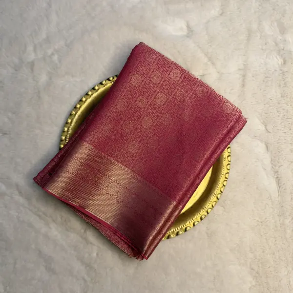 Red checks with buttas Viscose Fancy Saree