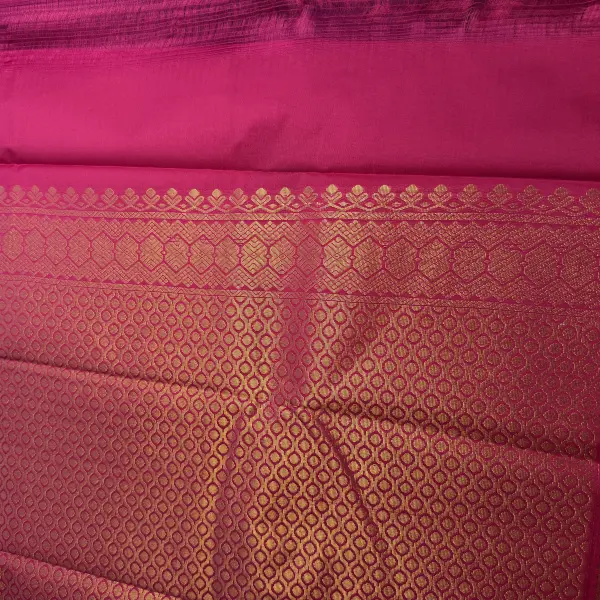 Wine with pink border with buttas Semi Silk Saree