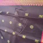 Wine with pink border with buttas Semi Silk Saree