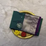 Green With Pink big border Semi Silk Saree