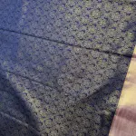 Navy Blue & Pink Border Semi Silk Saree