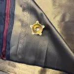 Gold with Black zari border tissue Semi Silk Saree