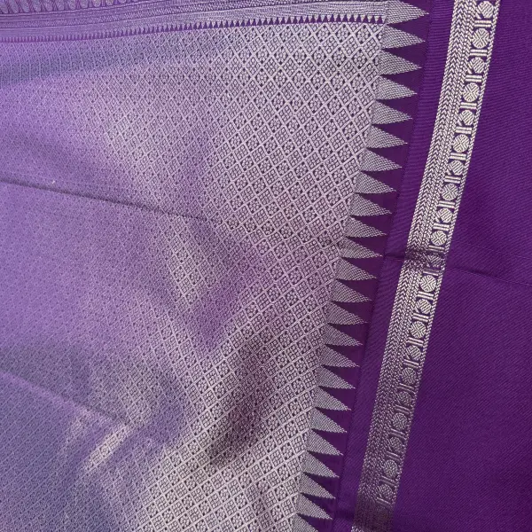 Pink with Purple Bentex Border Semi Silk Saree