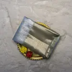 Powder Blue & Olive Green tissue Semi Silk Saree