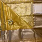 Yellow & Gold big border tissue Semi Silk Saree
