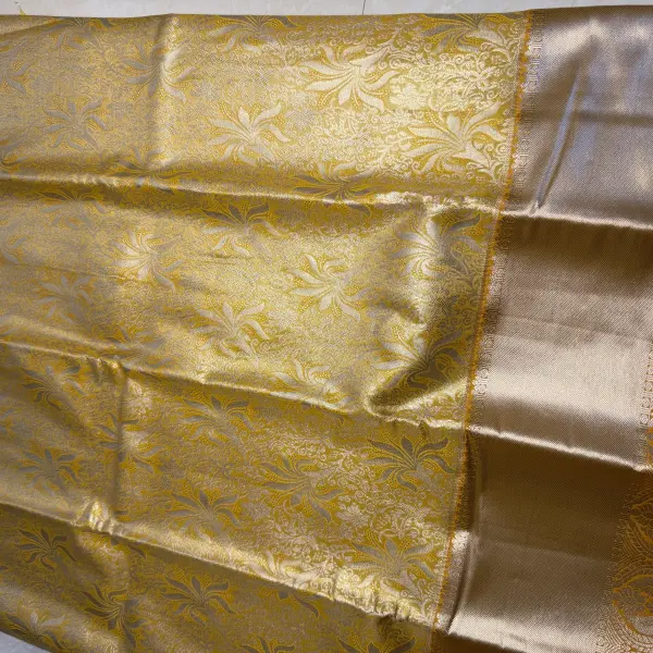 Yellow & Gold big border tissue Semi Silk Saree