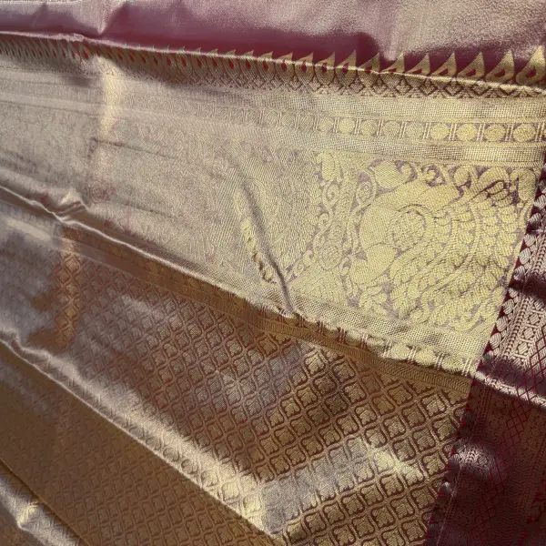 Blue & Maroon rich pallu tissue semi silk