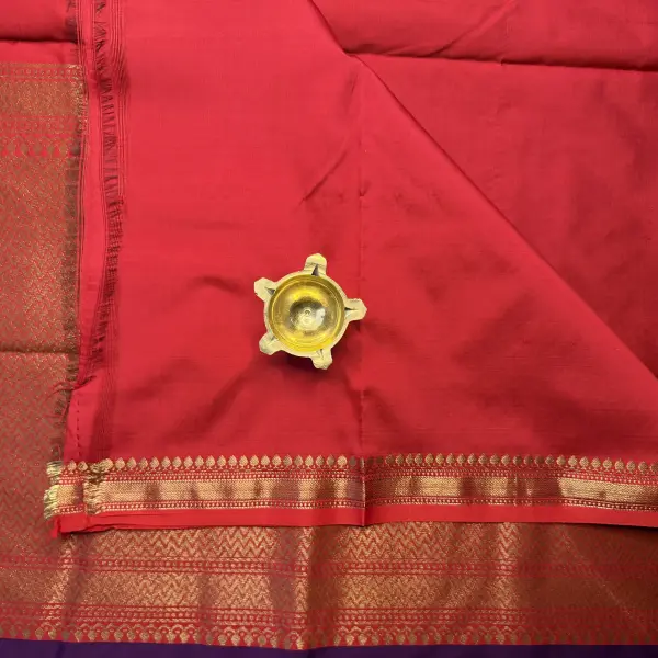 Purple big buttas semi benaras saree