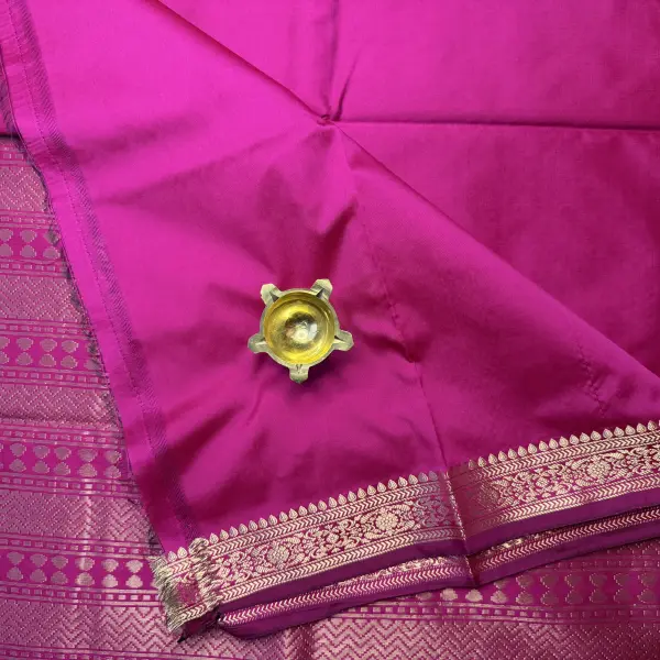 Pink with rich border & pallu Semi silk benaras saree