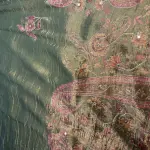 Military green tissue organza with sequin work party wear saree