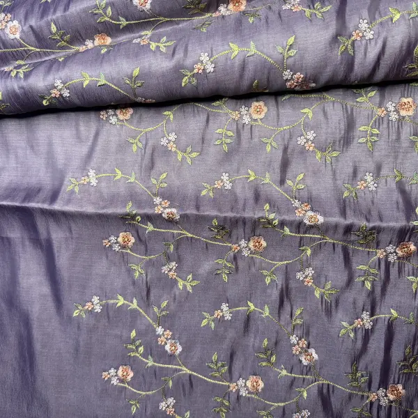 Purple all over floral thread work saree