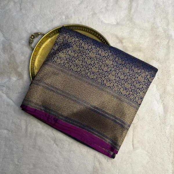 Navy blue full zari body benaras saree