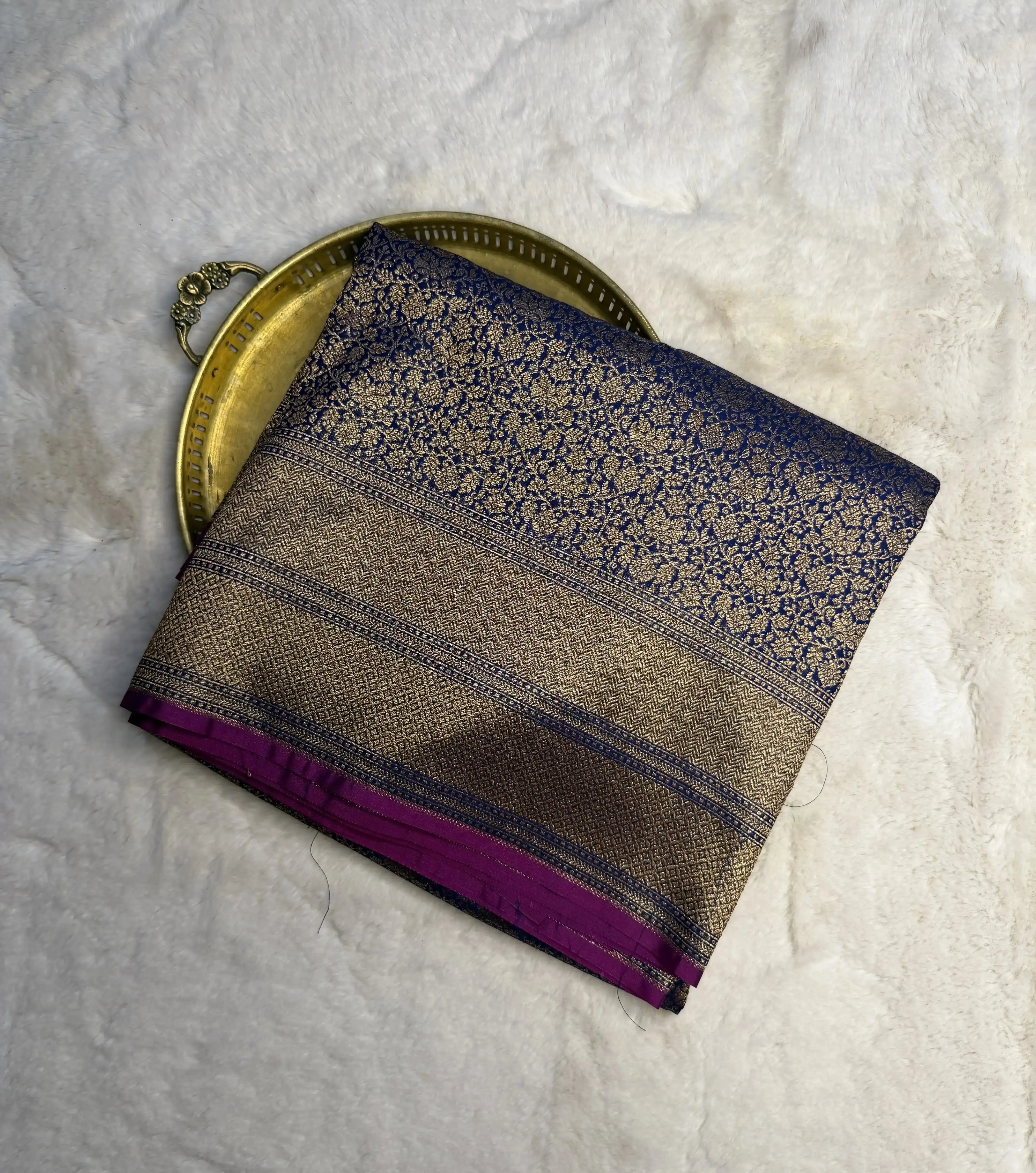 Navy blue full zari body benaras saree