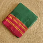Ilakal Dark green microchecks with Traditional Pink border Saree