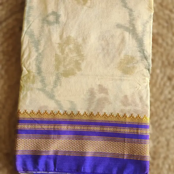 Ilakal Beige with Purple border saree