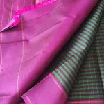 Green and brown checks pattern Pure Kanchipuram silk saree