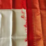 Red and white half and half Pure kanchipuram silk saree