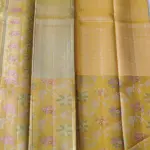 Yellow contemporary floral pattern Pure kanchipuram silk saree