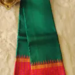Green with orange and pink border Pure kanchipuram silk saree