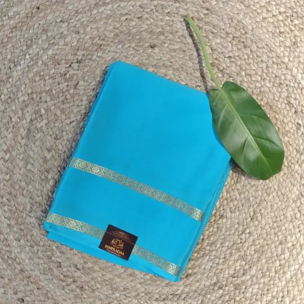 Blue bentex border pure crepe silk 120gsm