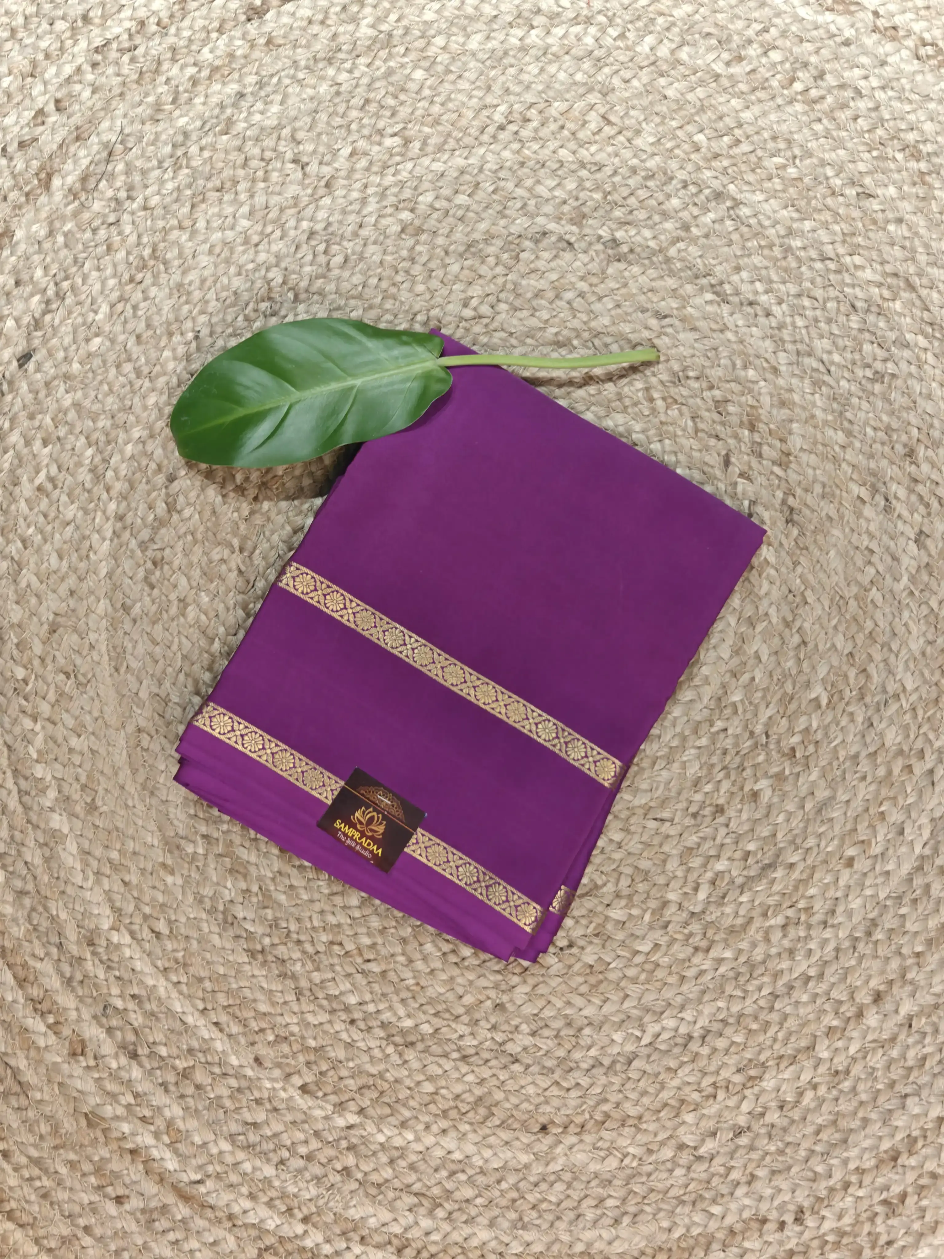 Magenta pink bentex border pure crepe silk 120gsm