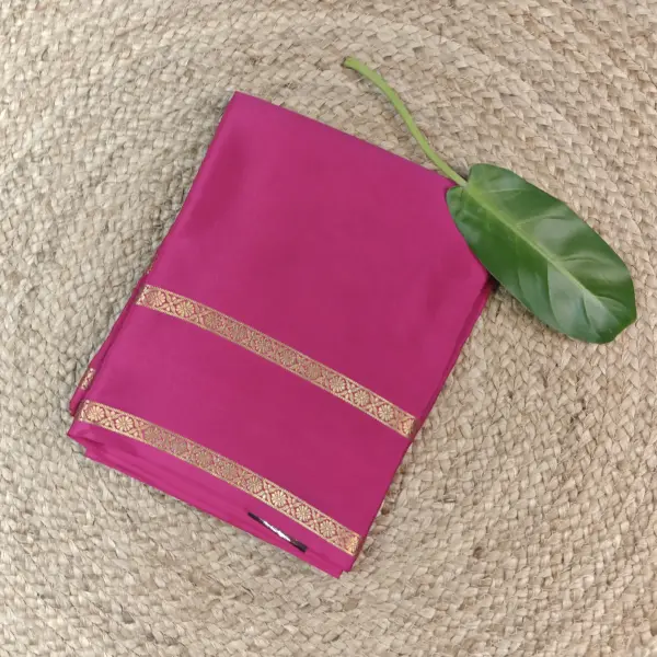 Rani pink bentex border pure crepe silk 120gsm