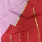 Baby pink with cherry red border pure crepe silk saree 70gsm