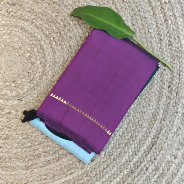 Blue saree with Ganga Jamuna border Pure kanchipuram silk saree