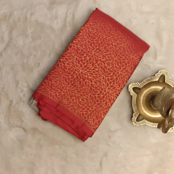 Red and white half and half Pure kanchipuram silk saree