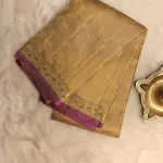 Beige and pink pure silk saree