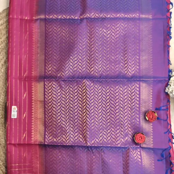 Pink with rich purple border soft silk saree