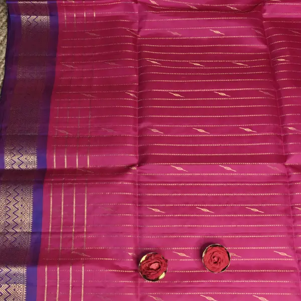 Pink with rich purple border soft silk saree