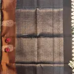 Rust Orange and black soft silk saree