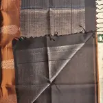 Rust Orange and black soft silk saree