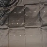 Black silver leaf motifs soft silk saree