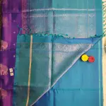 Dark pink with teal blue Elephant motif soft silk saree