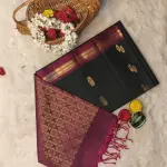 Dark green with classic maroon soft silk saree