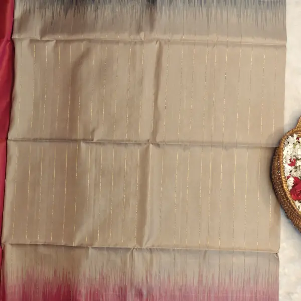 Beige with Ganga Jamuna border soft silk saree