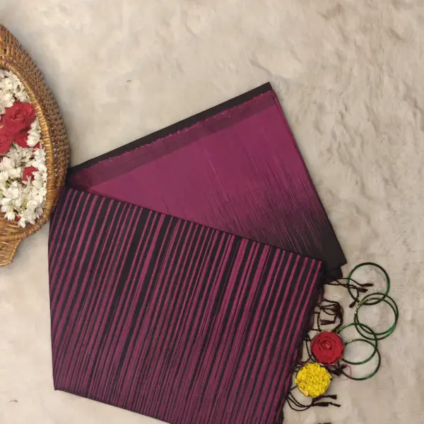 Dark pink with black contemporary soft silk saree