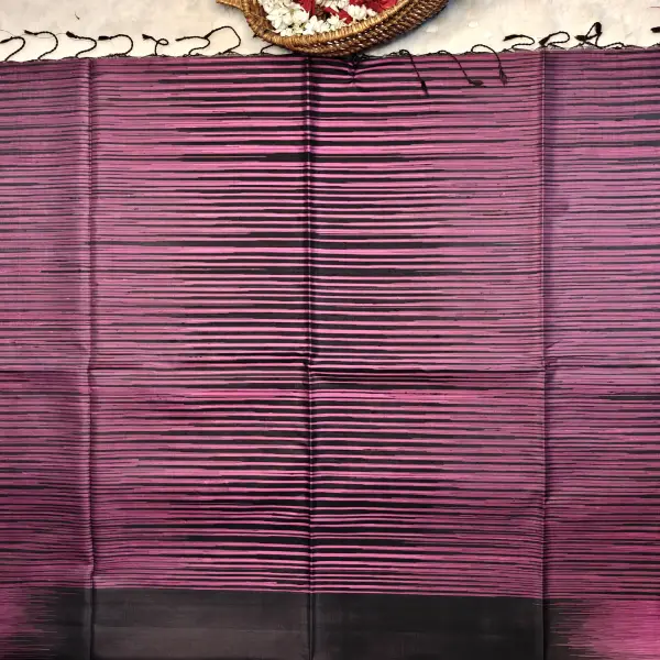 Dark pink with black contemporary soft silk saree