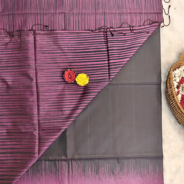 Dark pink with black contemporary soft silk saree