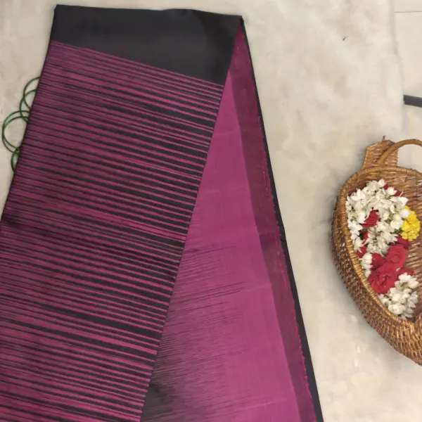 Dark pink with black contemporary soft silk saree
