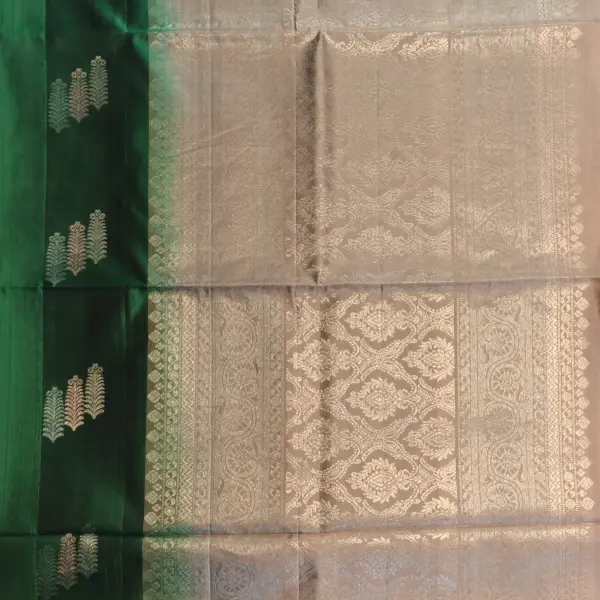 Dark Green with beige pallu soft silk saree