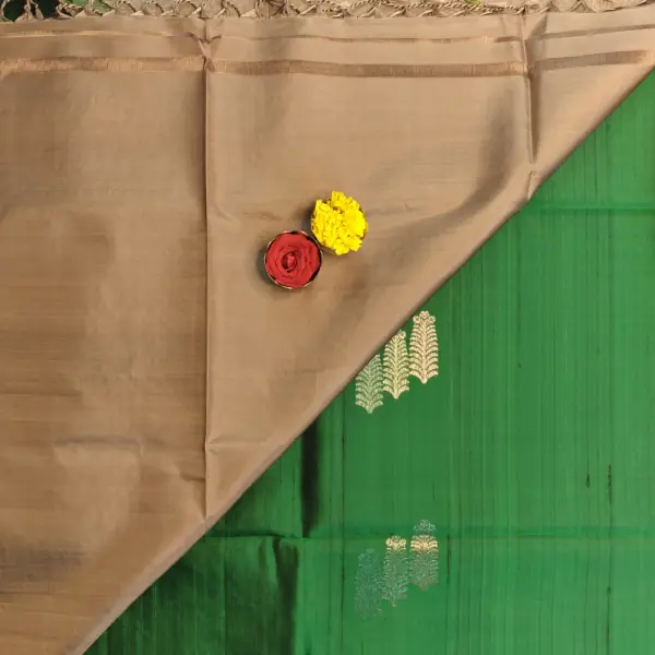 Dark Green with beige pallu soft silk saree
