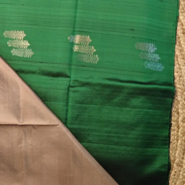 Dark Green with beige pallu soft silk saree