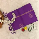 Purple kolam design kaddi border soft silk saree
