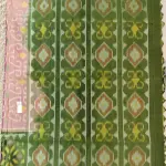 Pastel pink with green border soft silk saree