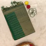 Dark green lehariya tissue soft silk saree