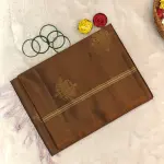 Brown with pastel pink kolam design soft silk saree